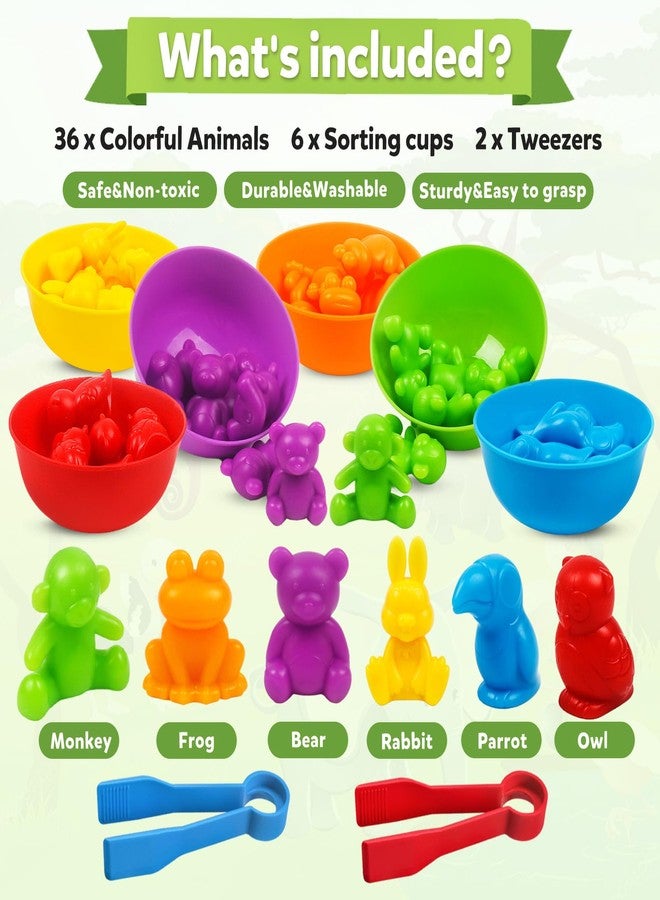 USATDD Counting Animal Matching Games Color Sorting Toys with Bowls Preschool Learning Activities for Math Educational Sensory Training Montessori STEM Toy Sets Gift for Toddlers Kids Boys Girls Ages 3 4 5 6 - Image 3